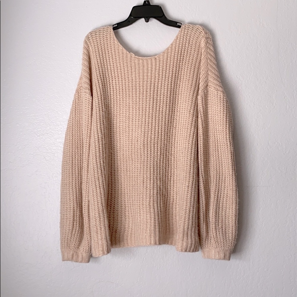 Oversized Knitted Sweater With Laced Back